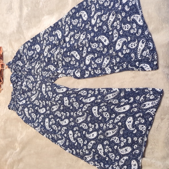 Rayron elastic waist flared bottom pants - Picture 1 of 8